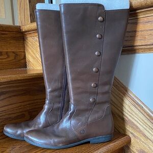 Born Brown Over-the-Knee Button-Accent Riding Boots